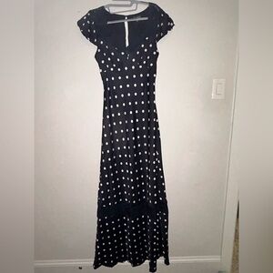 Black Polka Dot Maxi Dress - Classic A-Line